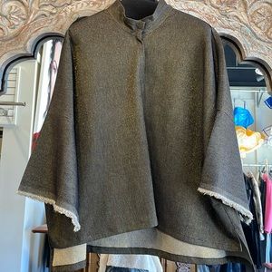 Oversize gold sparkle denim dolman top jacket